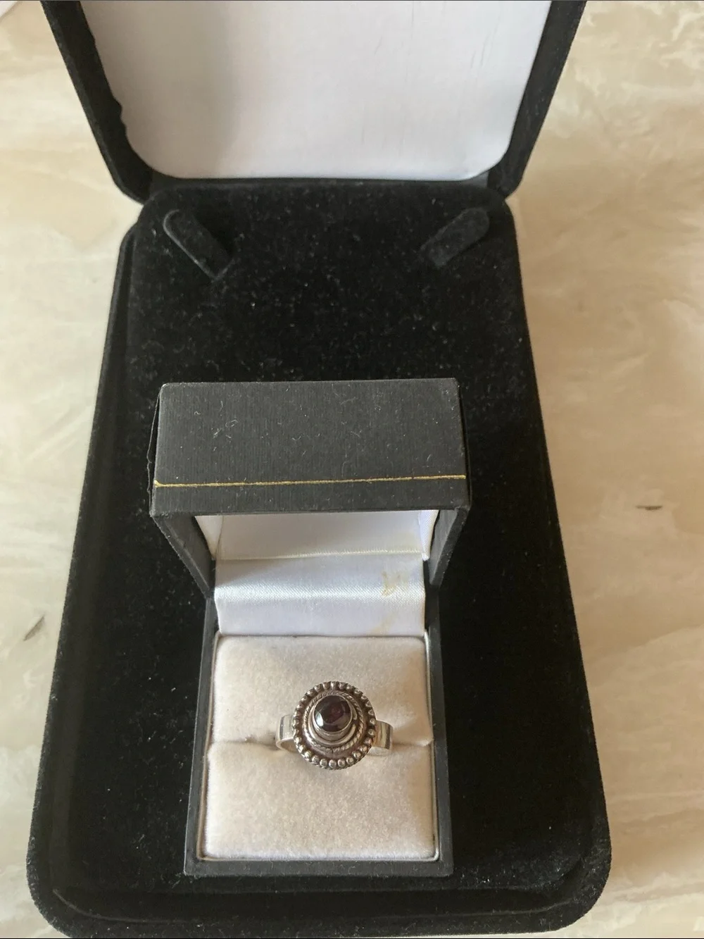 Silver Ring with Dark Purple Stone - Women's Jewelry